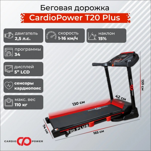 Беговая дорожка CardioPower T20 Plus (2023)