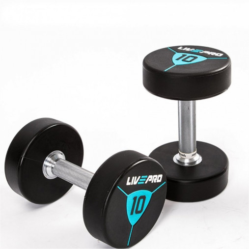 Гантели в уретане LIVEPRO Premium Urethane Dumbbells 8 кг, черный/синий Гантели в уретане LIVEPRO Premium Urethane Dumbbells 8 кг, черный/синий
