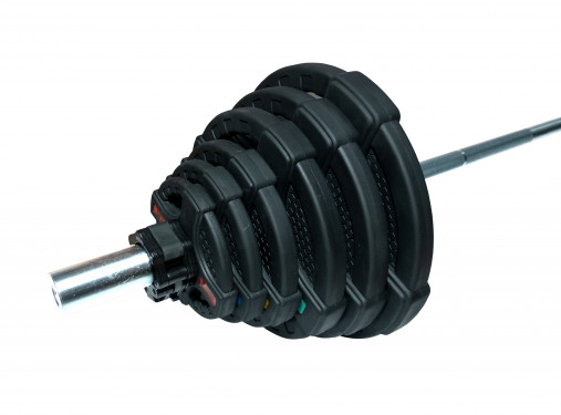 Штанга олимпийская наборная 128 кг OFT (диски 50 мм с двумя хватами, гриф 220 см) Штанга олимпийская наборная 128 кг OFT (диски 50 мм с двумя хватами, гриф 220 см)