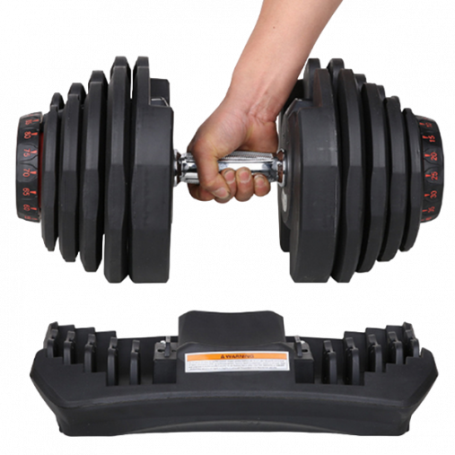 Пара регулируемых гантелей Original Fitness 40 кг на стойке