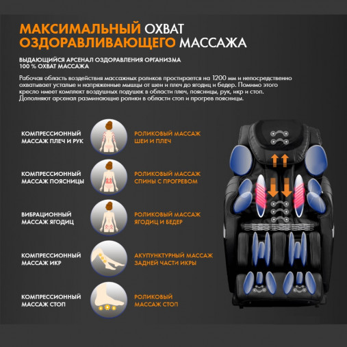 Массажное кресло UNO ONE UN367 Black