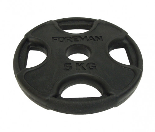 Олимпийский обрезиненный диск FOREMAN PRR 5 кг, черный Олимпийский обрезиненный диск FOREMAN PRR 5 кг, черный