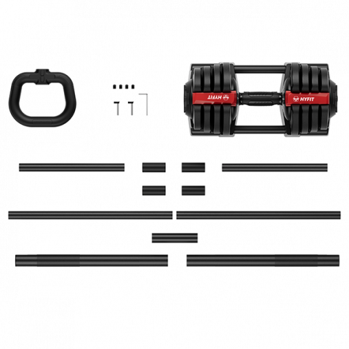 Набор регулируемый HYFIT 18 кг, штанга (2-19 кг) / гантель (1,5-18 кг) / гиря (1-10 кг)