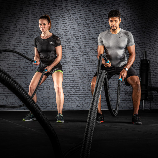 Тренировочный канат AEROBIS Battle Rope V2, длина 10 м, диаметр 40 мм, вес 9,4 кг, черный