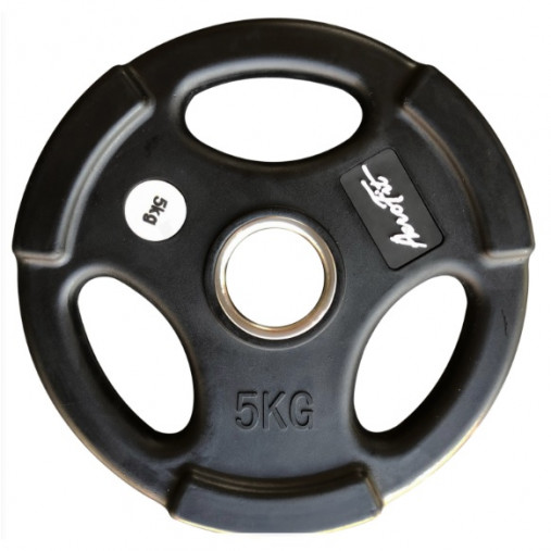 Олимпийский обрезиненный диск AeroFit 5 кг, черный матовый Олимпийский обрезиненный диск AeroFit 5 кг, черный матовый