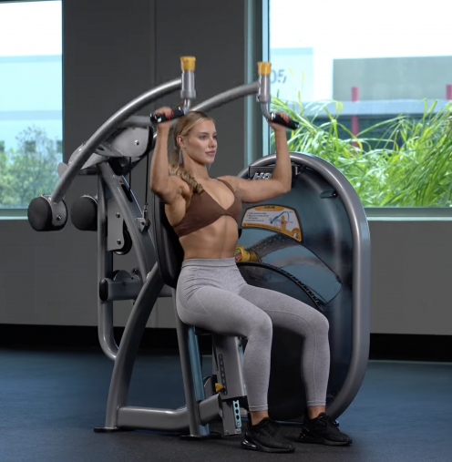 Жим от плеч HOIST CL-3501 (рама: матовый черный, обивка: красный)