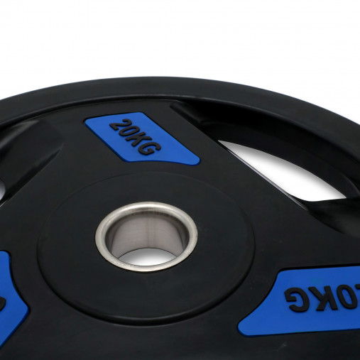 Диск обрезиненный с 3-мя хватами 20 кг UNIX Fit PRO, 51 мм, олимпийский, синий