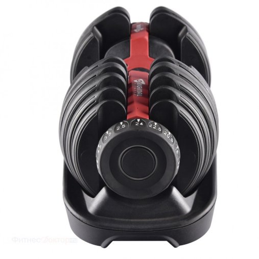 Пара регулируемых гантелей Original Fitness 24 кг на стойке