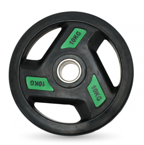 Диск обрезиненный с 3-мя хватами 10 кг UNIX Fit PRO, 51 мм, олимпийский, зеленый