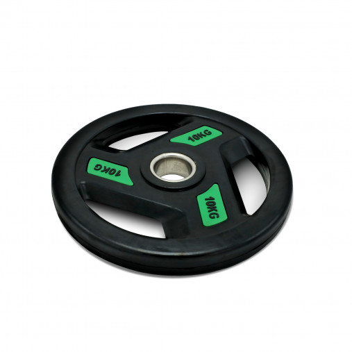 Диск обрезиненный с 3-мя хватами 10 кг UNIX Fit PRO, 51 мм, олимпийский, зеленый