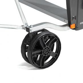 Стол может быть легко перемещен на 4-х сдвоенных колесах Ø 200 мм.