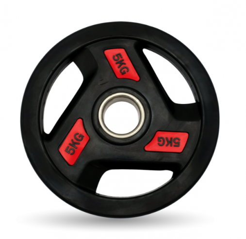 Диск обрезиненный с 3-мя хватами 5 кг UNIX Fit PRO, 51 мм, олимпийский, красный