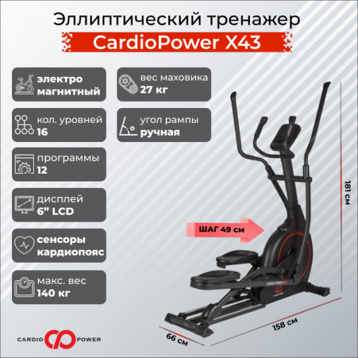 Эллиптический тренажер CardioPower X43 NEW Эллиптический тренажер CardioPower X43 NEW
