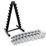 Набор хромированных гантелей 1-10 кг 20 шт. со стойкой MB Barbell Набор хромированных гантелей 1-10 кг 20 шт. со стойкой MB Barbell